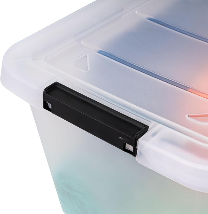 IRIS USA 6-Pack 13.5 Quart Clip Box with Latching Lid | Latching lid secures office and household supplies. Stackable, nestable design maximizes storage space