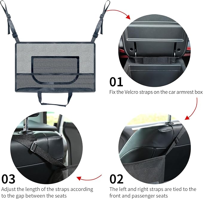 Car Net Pocket Handbag Holder Between Seats Universal Seat Back Storage Mesh Bag for Phone Purse and Smaller Items Barrier of Pet Kids, Black