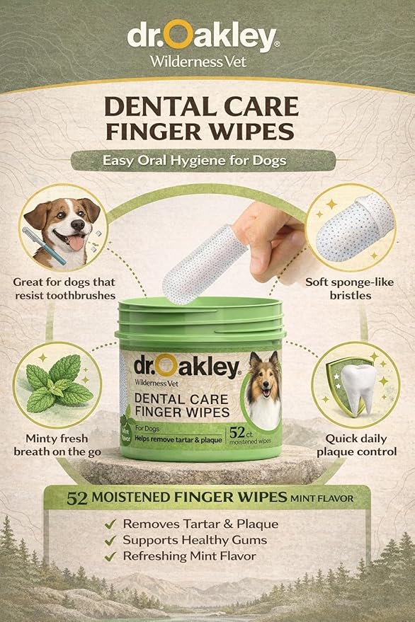 Dr. Oakley Yukon Vet Pet Teeth Cleaning Wipes for Dogs & Cats Bad Breath & Plaque Removal (Mint Flavor)