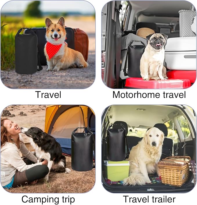 10L Large Dog Food Travel Bag with Shoulder Strap, Waterproof, Portable Puppy Feeder Container, Keeps Food Fresh for Camping Hiking