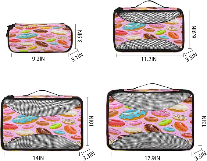 Colorful Donuts Packing Cubes for Travel, Luggage Packing Organizers, Donuts Travel Accessories Large Toiletries Bag for Clothes Shoes Cosmetics Toiletries