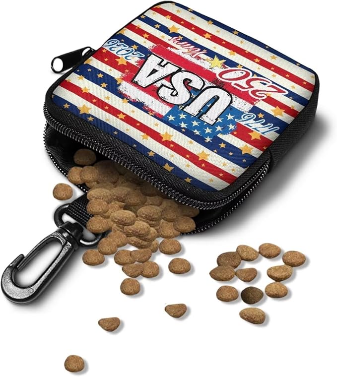 Dog Training Pouch Lightweight Zipper Dog Treat Bags Training Pouch Small Puppy Snack Dispenser Portable to Take Pet Eseentials American 250th Anniversary