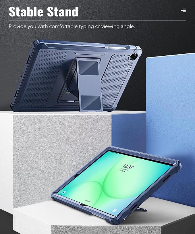 MoKo Shockproof Case Fit Samsung Galaxy Tab A11+ Plus/ A9+ 11 Inch | Full Body Rugged Stand Back Cover with Built-in Screen Protector for Galaxy Tab A11+/ A9 Plus Tablet, Dark Blue
