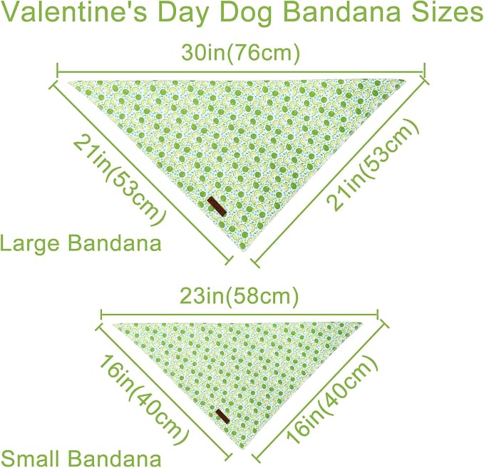 Summer Dog Bandana, UP URARA PUP Lime Triangle Bid, Clover and Bow Pattern Scarf for Medium Large Dogs, Cotton Kerchief for Girl Boy Puppies, Cute Summer Green Bandana,S