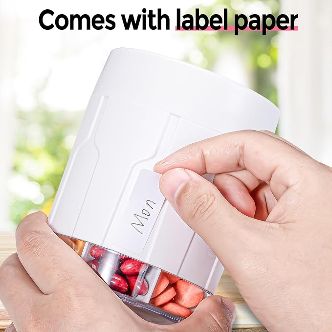 Betife XXL 7-Day Pill Organizer, Large Travel Pill Dispenser Bottle | Anti-mix, BPA-free ABS, Holds 32 fish-oil softgels per compartment, 21 labels, Pocket-size for travel, supplements.