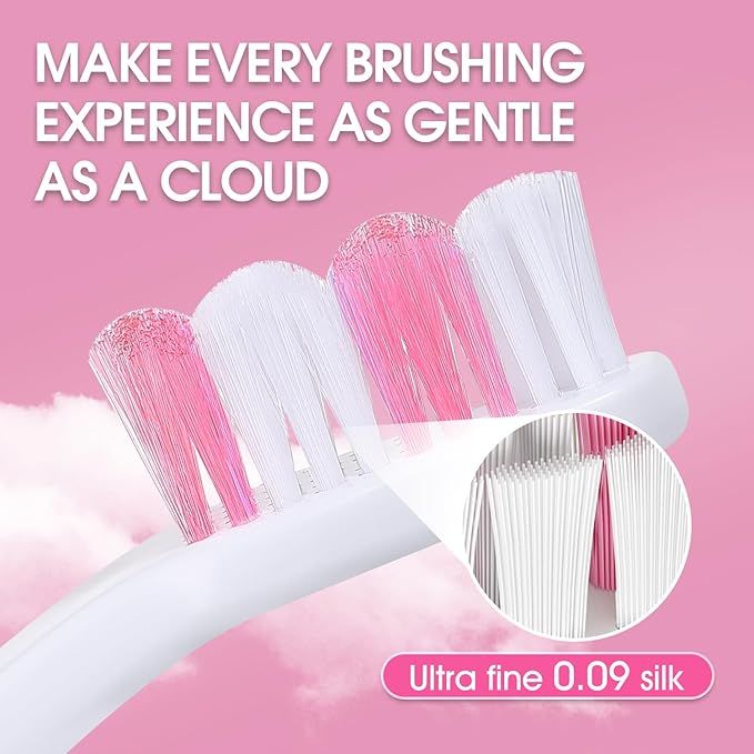 Dog Toothbrush – Newly Upgraded Dual-Head Design with 60° Wavy Bristles – Gently Surrounds Teeth for Deep Cleaning and Plaque Removal – Non-Slip Handle, Ideal for Daily Pet Dental Care (Pink, 2-Pack)