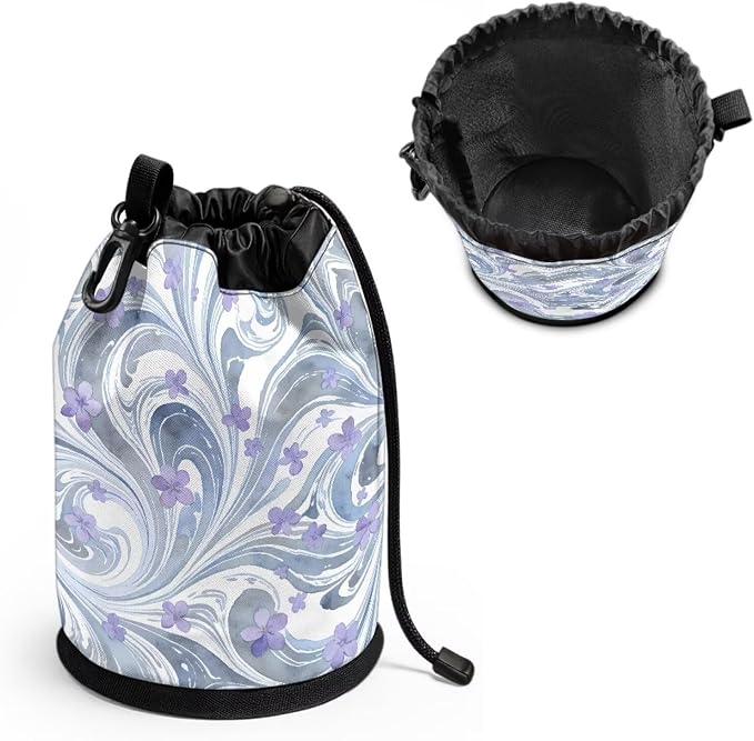 Portable Drawstring Clothespin Bag, Fluid Art Floral Laundry Peg Organizer Pouch with Hanging Loop, Compact Storage for Clips, Ideal for Drying Rack, Camping, Travel