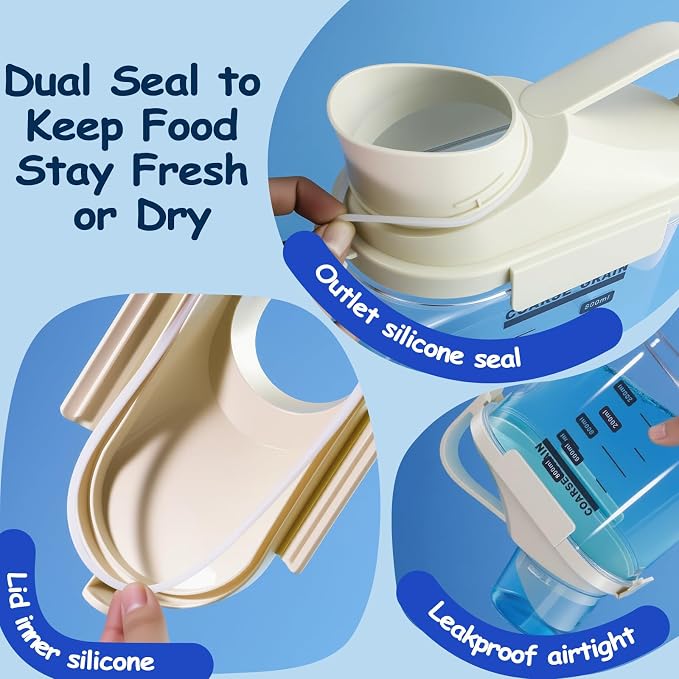 3-5lb Dog Food Storage Containers, Cat Food Container for 3-5 lbs, Dog food storage Airtight Storage with Measuring Cup, Can Lid and Can Scoop