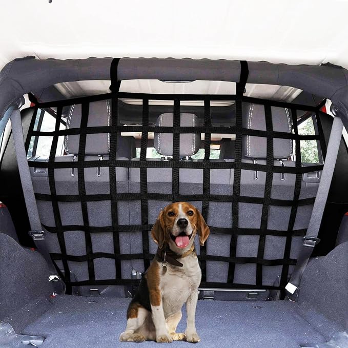 Car Nets Car Rear Seat Trunk Isolation Pet Net Dog Barrier Protection Divider Safety Mesh For Jeep For Wrangler JK JL 2007-2023 Cargo Net