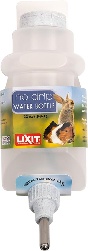Lixit® Top Fill No Drip Water Bottles for Rabbits, Ferrets, Hamsters, Guinea Pigs, Rats, Chinchillas and Other Small Animals - Made in USA (Granite (Pack of 1), 32 Ounce)