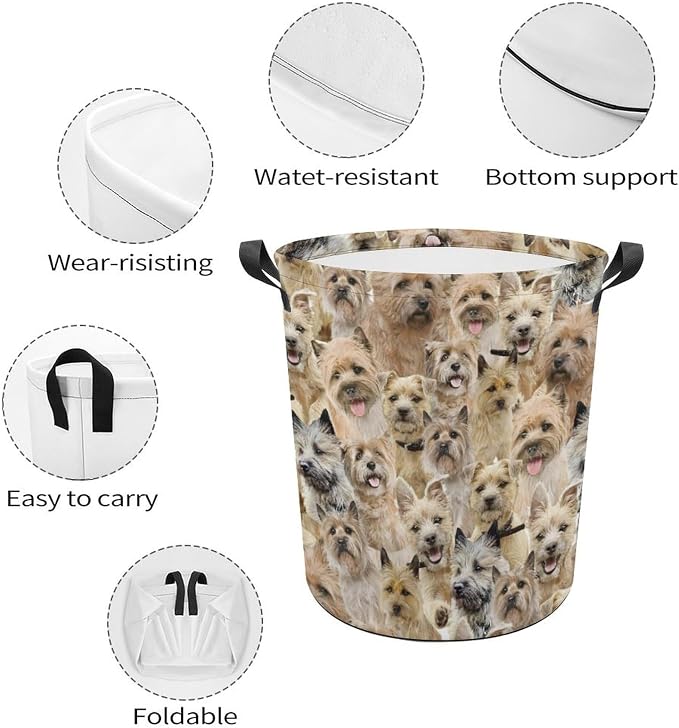 Cairn Terrier Print Laundry Basket, Pet Cairn Terrier Dog Laundry Hamper, Waterproof Foldable Storage Basket Dirty Clothes Storage Bin for Books Pets Bathroom, Cairn Terrier Lover Gifts
