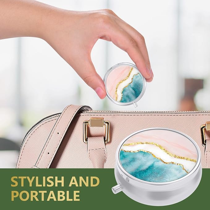 Nipichsha Pill Box, Small Pill Case for Purse & Pocket, Cute Travel Medicine Organizer, Portable Medicine Container Holder to Hold Vitamins, Medication, Fish Oil & Supplement, Pink Gilt | Cute Travel Medicine Organizer, Portable Medicine Container Hold...
