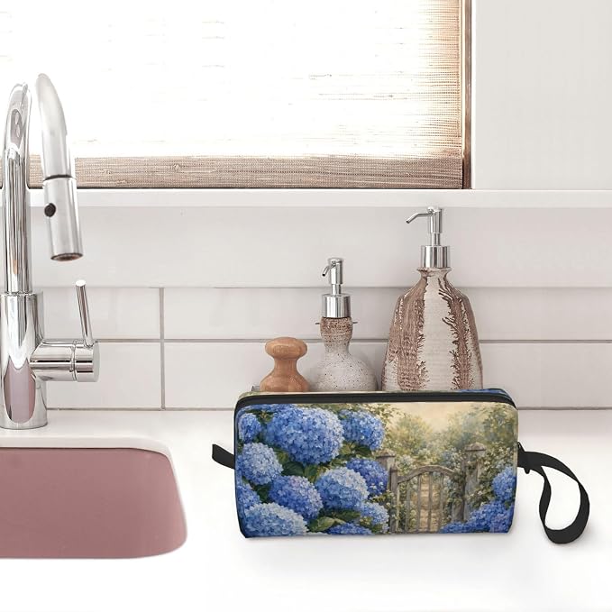 Vintage Wildflower Meadow Makeup Bag for Women, Cosmetic Pouch | Double-Sided Vintage Wildflower Cosmetic Organizer with Foam Padding for Women, Travel, Gym, School, and Daily Storage