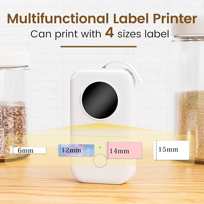 Phomemo D30 Portable Thermal Printer, Handheld Bluetooth Mini Label Makers | Label Maker Machine with Tapes, Rich Templates Fonts Icon, Small Label Printer with Name Labels, Rechargeable for Home School