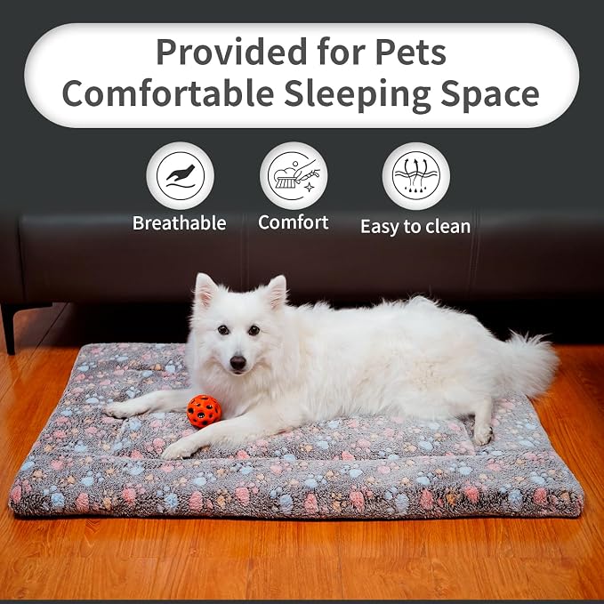 Dog Crate Mats Bed for Large Dogs, 42x28 Inch Short Plush Pet Mat, 1.6-inch Thick Thin Kennel Pad, Machine Washable Ideal for 42-Inch Dog Crates
