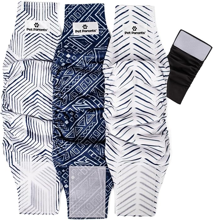 Pet Parents® Washable Belly Bands for Male Dogs (3pack) + Extendrs® of Durable Dog Diapers Male, Premium Male Dog Diapers & Dog Wraps (Large, Kahuna)