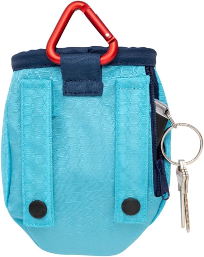 Kurgo Go Stuff It Dog Treat Bag, Coastal Blue | MOLLE-Compatible Training Pouch with Drawstring Closure, Zippered Storage Pocket, Reflective for Nighttime Visibility