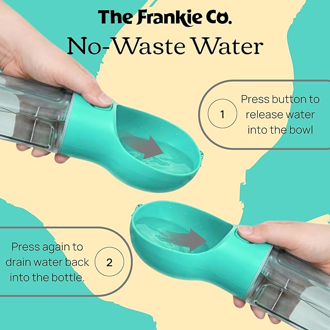 4 in 1 Dog Water Bottle, Leakproof Pet Water Dispenser with Bowl, Poop Bag Holder & Shovel, Dog Travel Accessories for Dogs and Cats, 10oz