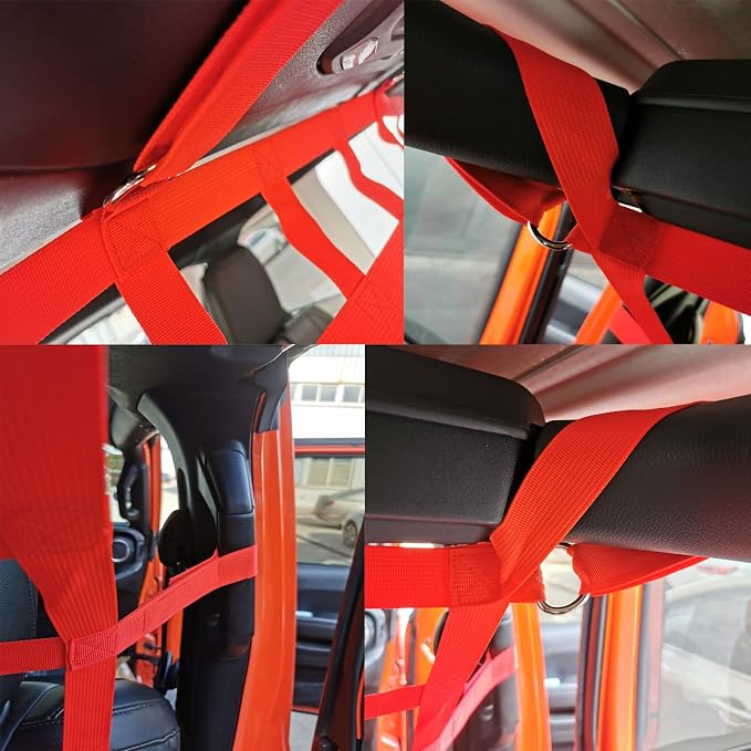 Rear Seat Dog Barrier Net Divider for Jeep Wrangler JK JL JT 2007-2025 | Fits Jeep Wrangler JK JL & Gladiator JT 2/4 Door, Red, Thickened Polyester Pet & Child Safety Barrier, No-Tool Install