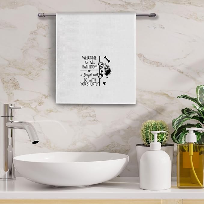Funny Beagle Bathroom Hand Towels, Beagle Gifts for Women Men, Dog Lover Gifts Decorative Hand Towels for Bathroom Washroom Toilet Restroom, 16x24 Inches