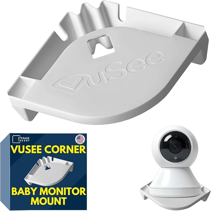 Corner Baby Monitor Mount – Adhesive Baby Camera Mount Shelf – No Drill Wall Shelf – Universal Camera Compatibility – White, 1 Pack