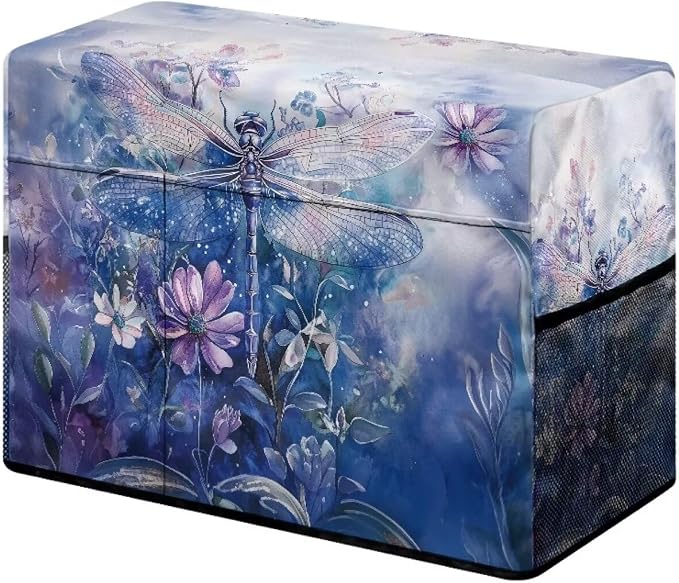 Dragonfly Sewing Machine Cover - Fits Standard Singer, Brother and Janome Machines, Protecting & Decorating Your Sewing Space (Blue)