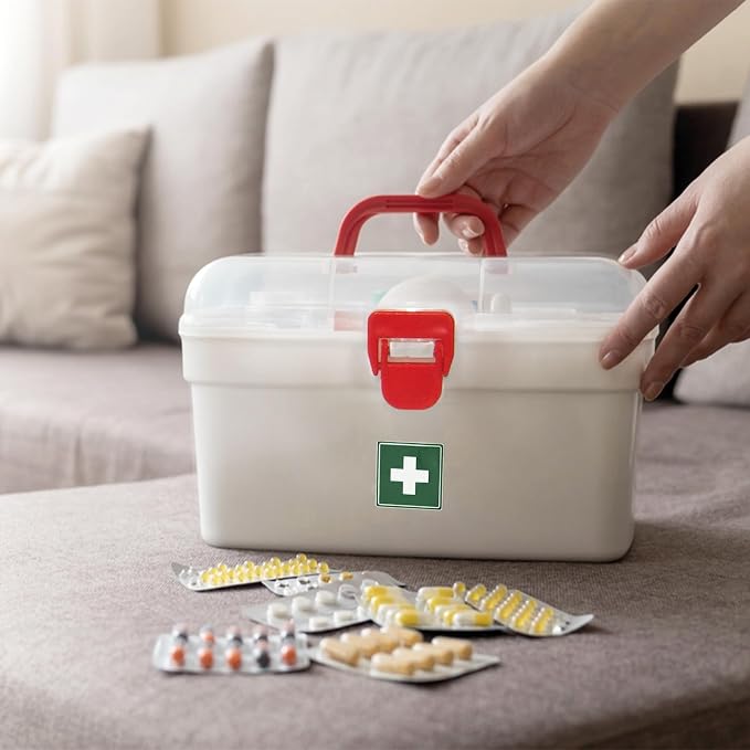 Milton First Aid Box Set of 2, Medical Storage Box for Medicines, Empty | Milton Medicine Storage Box Set of 2, First Aid Box for Medication, Empty