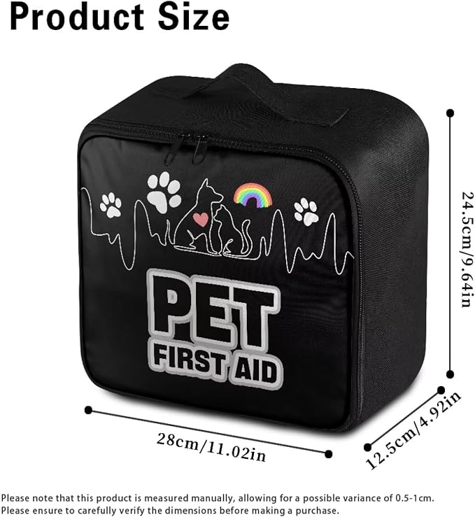 First Aid Case Empty Pet Heartbeat Pattern Veterinary Medic Bag for Animal Clinics and Pet Owners Includes Secure Zipper Compartments Breathable Mesh Panels Soft Lining Washable Material