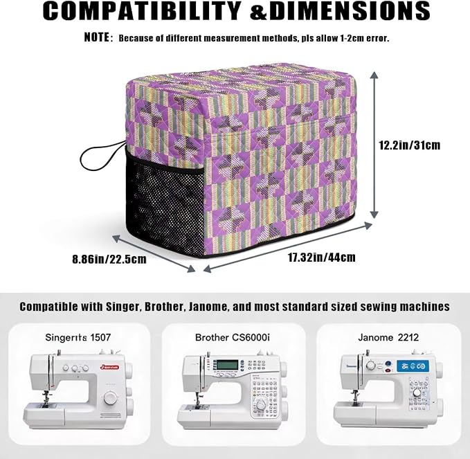 Sewing Machine Cover Polyester Febric Kente Ankara Africa Print | Dust Pet Hair Protection,Quilting Design,Fits Standard Singer,Brother Janome Machines,Protecting Decorating Your Sewing Space