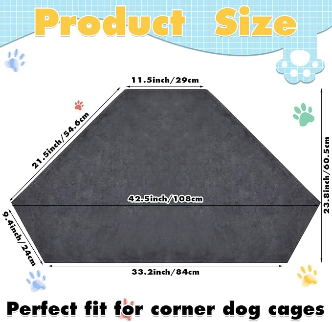 Fanfanwin 42.5 Inch Waterproof Dog Crate Mat, Soft Plush Pet Blanket for Large Dogs, Non-Slip Corner Liner, Machine Washable (Only Mat)
