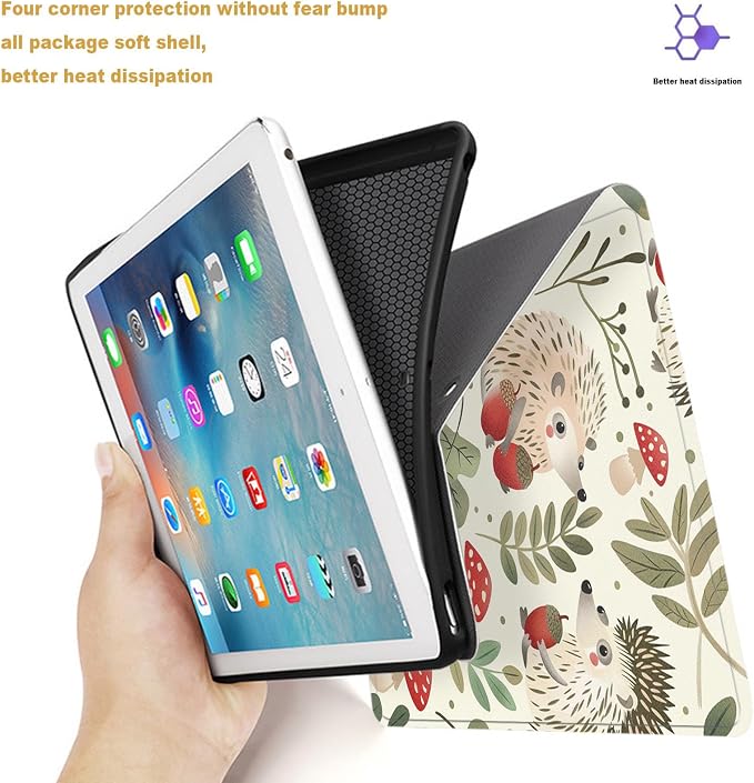 Tablet Case for iPad 10.5 Inch (iPad Air 3/Pro,2017/2019),Shockproof Protective Cover with Stand,Auto Wake/Sleep,Hedgehog Acorn