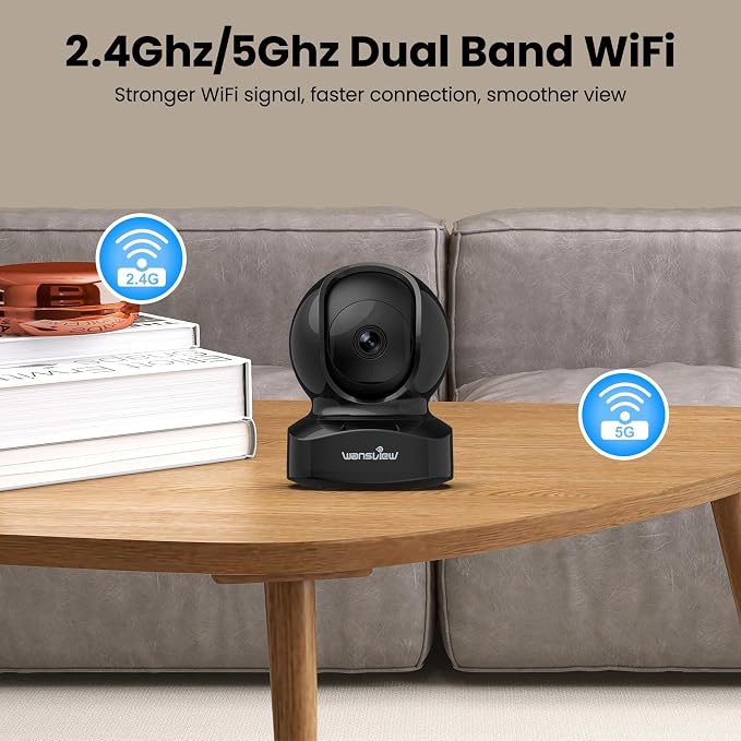 wansview Security Camera, IP Camera Dual Band 5G & 2.4G Wi-Fi, Q5 5MP Black