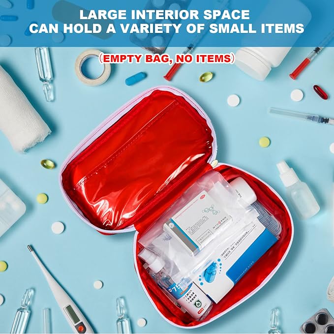 6pcs First Aid Bag Empty, Waterproof Durable First Aid Kit Bag Empty with Zippered,First Responder Storage Medicine Emergency Bag for Home Office Kitchen Outdoor Travel Camping Activities-Red