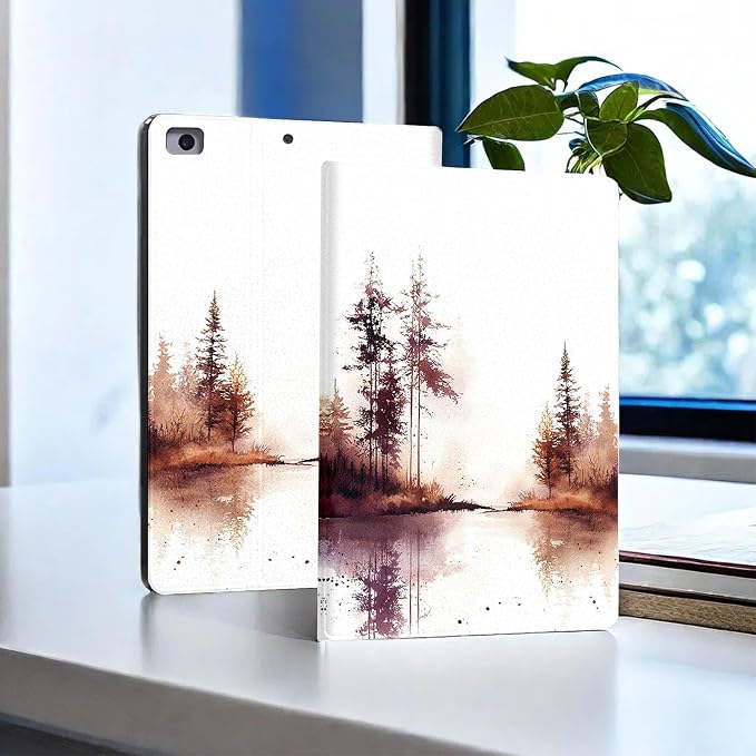 for Microsoft Surface Go 4/3/2/1-10.5" 2021 Tablet Case,Auto Wake/Sleep,Adjustable Stand Protective Cover - Watercolor Forest