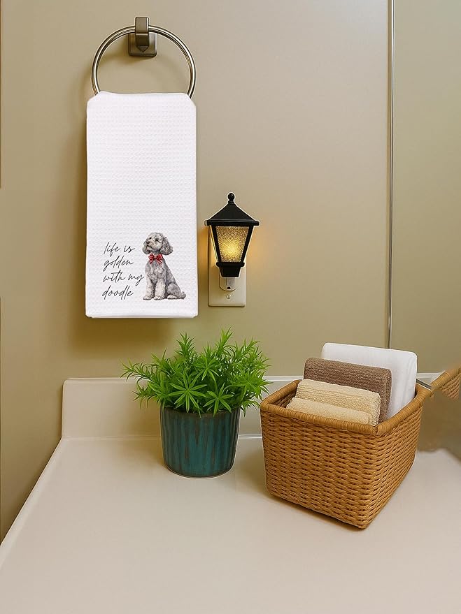 Goldendoodle Hand Towels for Bathroom - Golden Doodle Poodle Kitchen Dish Tea Towels, Goldendoodle Dog Mom Gifts for Women, Golden Doodle Gifts for Mothers Day/Christmas