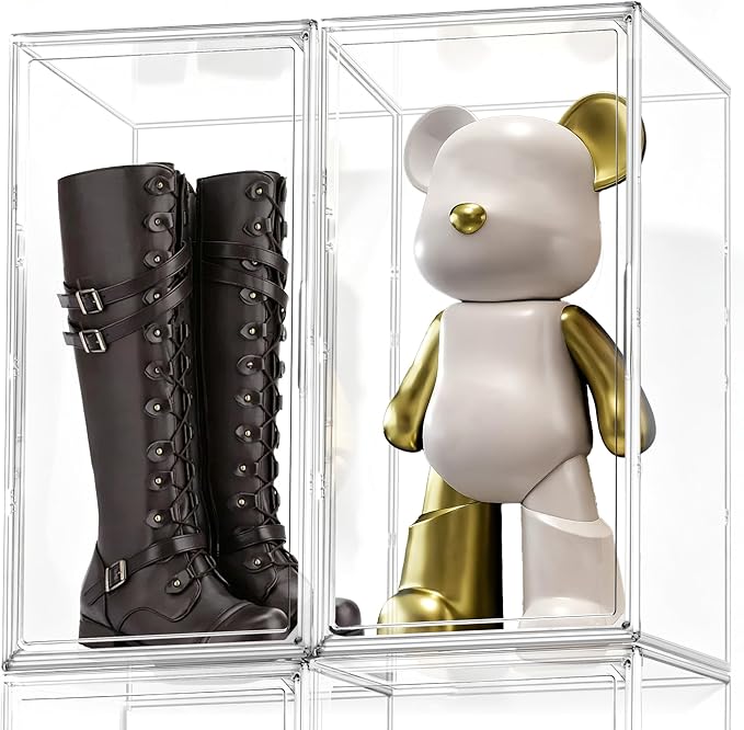 Boot Organizer for Extra Tall Boots, 23.6'' Stackable Acrylic Display Case | Clear magnetic door.Keep tall boots upright.Ideal for knee-high and riding boots,fashion boots,tall collectible,1 Pack