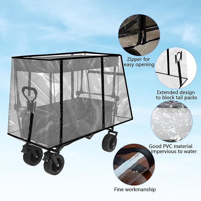 Qivine Waterproof PVC Wagon Cover, Clear, Universal Fit, 43 * 20 * 29 Inch, Garden Carts Cover