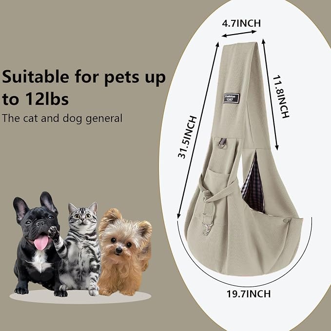Dog Sling Carrier Soft Breathable for Small Dogs Cats 3-12 lbs,Gray | Cat sling & dog carrier sling with safety tether, organizer pocket, soft fabric. Perfect for travel, hiking,outdoor