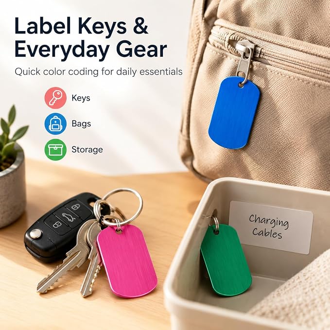 100 Pack Blank Dog Tags, Aluminum Dog Tag Blanks | 1.97 x 1.14 in Metal Stamping Blanks with Hole for Engraving, Pet Tags and DIY Crafts, 10 Colors