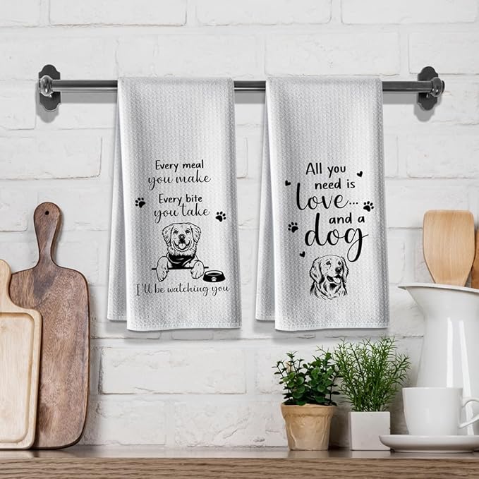 Kitchen Towels - Funny Dishcloth, Polyester Bar Drying Hand Cloth, Bathroom Decorations, High Absorbent Tea Towel - Dog Lover, Owner, Mom Hostess Housewarming Gifts
