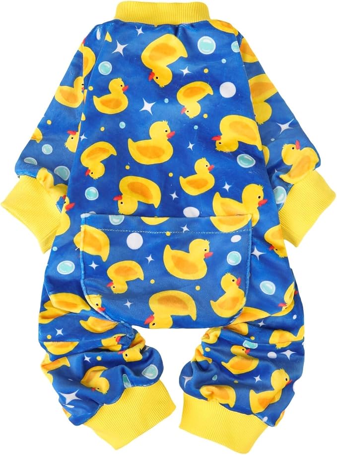 PUPTECK Soft Fleece Dog Pajamas for Small Medium Dogs, Dog Onesie Puppy Sweaters Clothes Jumpsuit Pjs, Cute Jammies Cat Coat Pet Costume Apparel