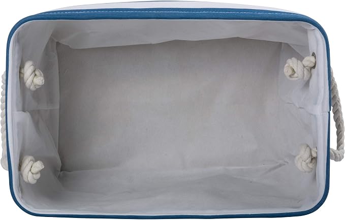 Bone Dry Pet Storage Collection Striped Paw Patch Bin, Large Rectangle, Navy
