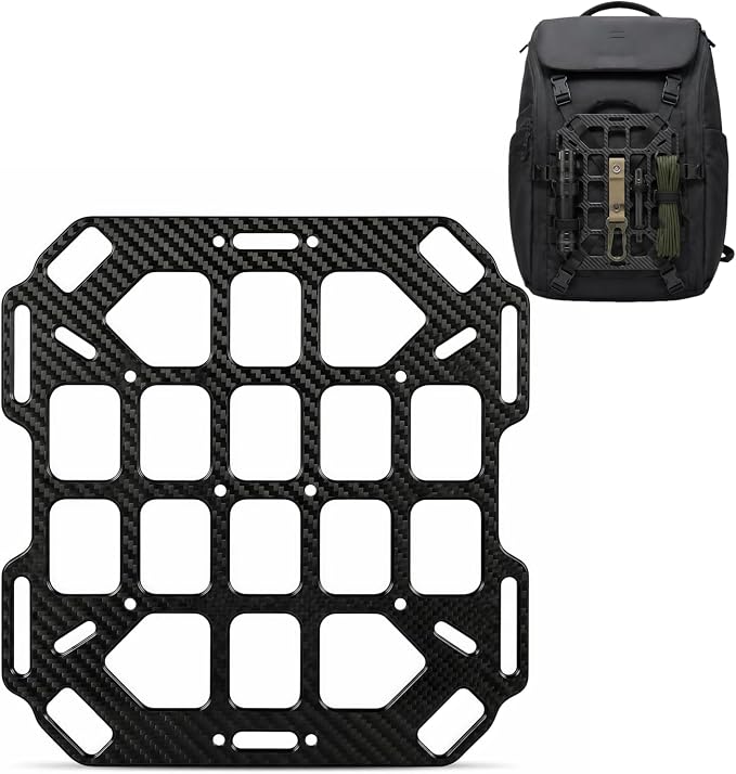 Rigid MOLLE Panel Insert with Premium Carbon Fiber Texture – Universal Tactical EDC Backpack Organizer & Tech Grid Board, Modular Rigging Platform for Camera Bags, Vehicles, and Office Display
