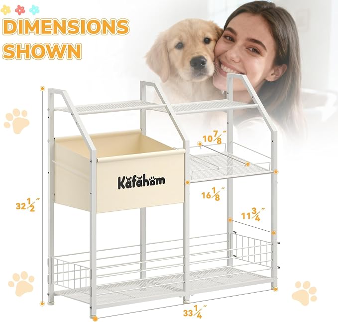 Dog Toy Basket, Dog Toy Box for Living Room Area, Dogs Toy Bin with Storage Organizer, All-in-One Cat Stuff Box & Essential Holder with Can Dispenser, Great Gift for Pet Lovers