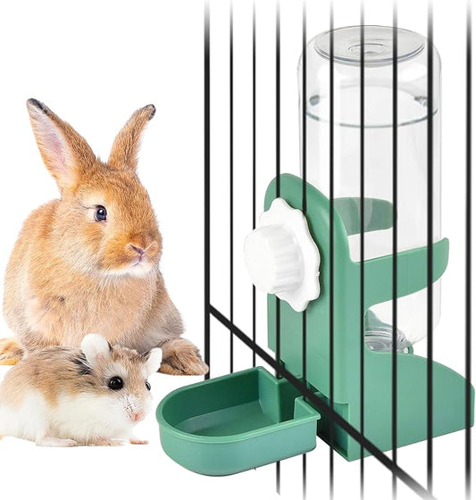 kathson Rabbit Water Dispenser for Cage 17 Oz Hanging Guinea Pig Water Bottle No Drip Gravity Automatic Bunny Water Bottle No Leak Small Animal Water Bottle for Chinchilla Ferret Hamster(Green