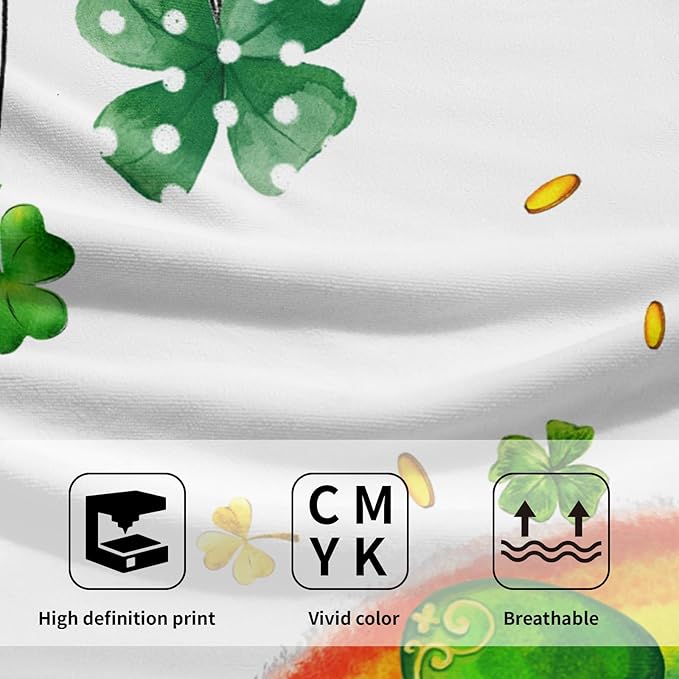 Giwawa Patrick Decorative Hand Towels- Lucky Clover Elf Hat Rainbow Towel Set of 2- Spring Shamrocks Leaf Face Towel Absorbent Dish Wash Cloth for Hotel Bathroom Gym Guest Home Holiday
