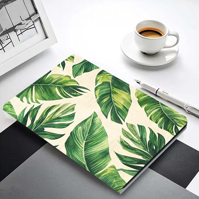 for Samsung Galaxy Tab A9 8.7 Inch 2023 (SM-X110/X115/X117) Tablet Case,Premium Leather Folio Stand Auto Wake/Sleep,Multiple Viewing Stand,Tropical Palm Tree Leaf
