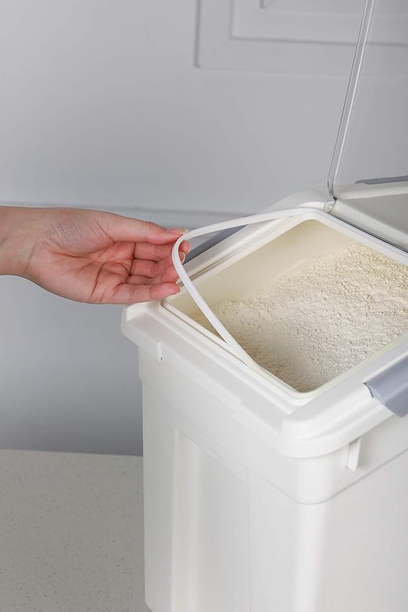 EonTone Flour Storage Container 25 Liters (30 Lb‎) Pack-6 with Lockable Lid Wheels BPA-Free Ingredient Storage Bins