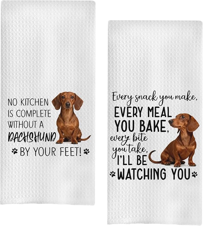 Dachshund Dog Kitchen Towels Set - Dachshund Gifts for Dogs Lovers Women, Dog Hand Towels Dish Towels Decor, 16x24 Inch,Set of 2