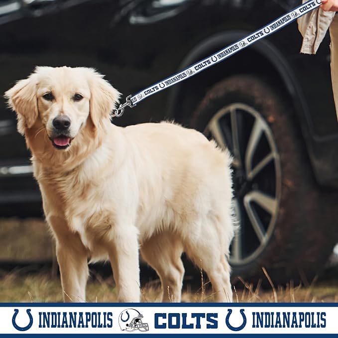 Pets First NFL Licensed Indianapolis Colts Pet Leash, Size Small – Durable Satin Dog & Cat Walking Strap and Pet Tether with Embroidered Team Name & Logo